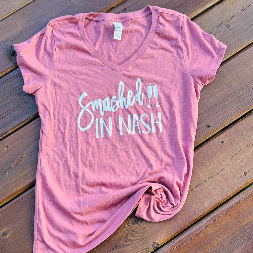Pink Graphic V-Neck T-Shirt